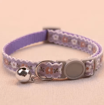 Inspire Picks Floral Embroidered Cat Collar With Bell Adjustable Lace Pet Collar 4