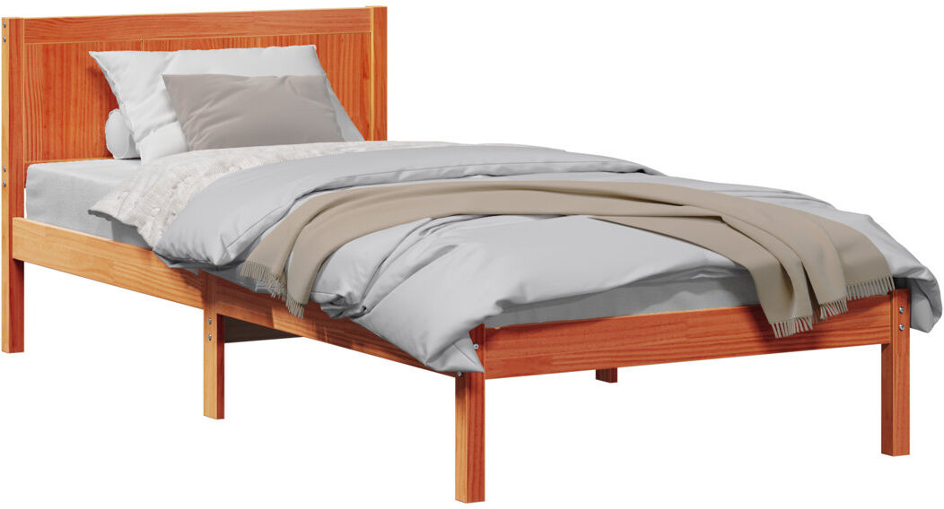 vidaXL Solid Wood Bed Frame Wax Brown 125.5cm x 205.5cm