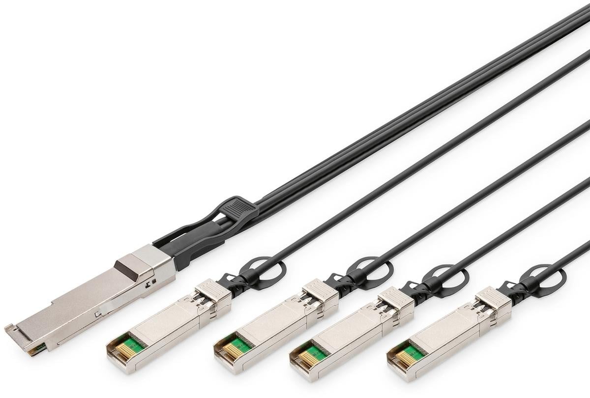 Digitus DN-81325 QSFP+ naar 4x SFP+ 40G DAC kabel, 5.0 m, zwart
