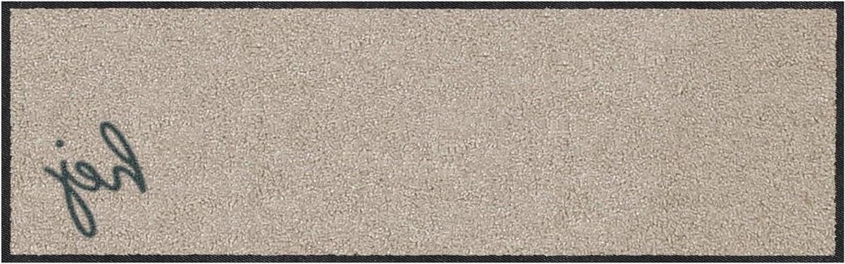 Wasbare beige antislip voetmat met rand voor bij de entree, 30 x 100 cm