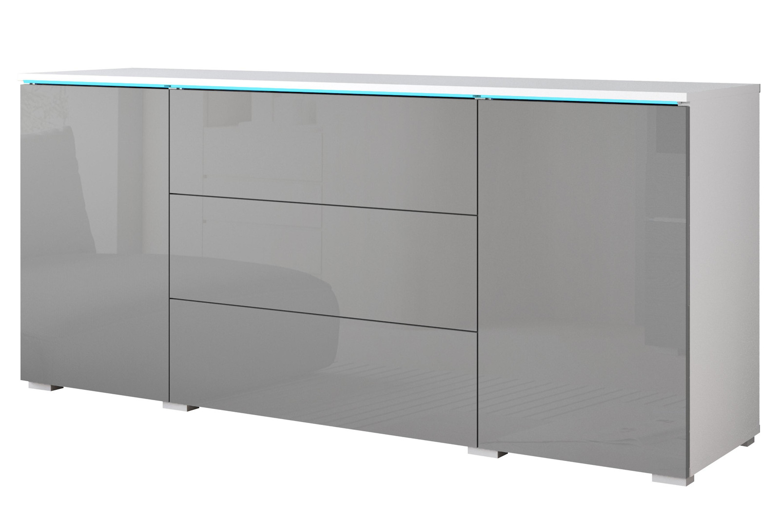 MINIO VEVE dressoir wit en glanzend grijs 150 cm
