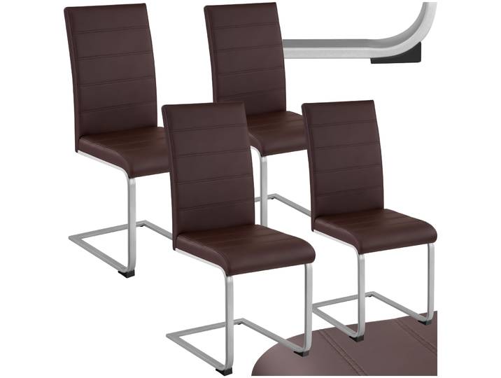 Schwingstühle, Kunstleder - braun, 4er Set
