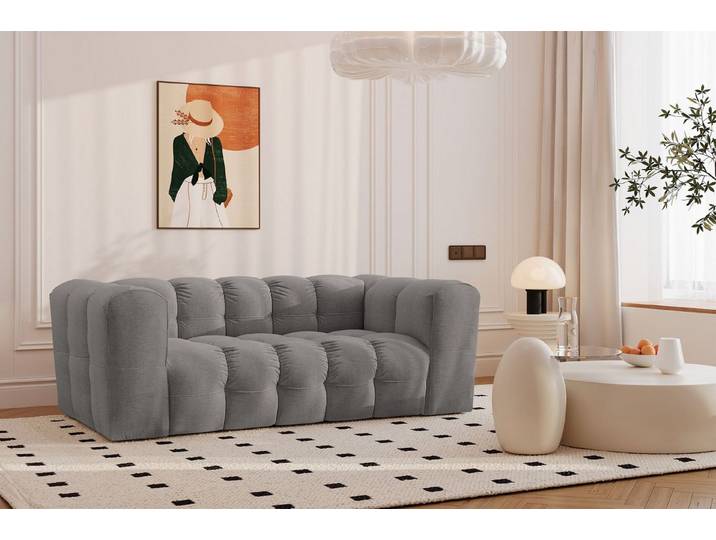 Kaiser Möbel 2-Sitzer Sofa Komfort Couch BALOO, stoff Schenille & Bouclé, freistehend platzierbar, modernes Stepp-Design