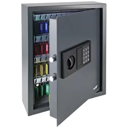HMF Schlüsseltresor mit Zahlencode, Schlüsselsafe mit Elektronikschloss, 71 Haken, 46 x 36 x 12 cm, Anthrazit