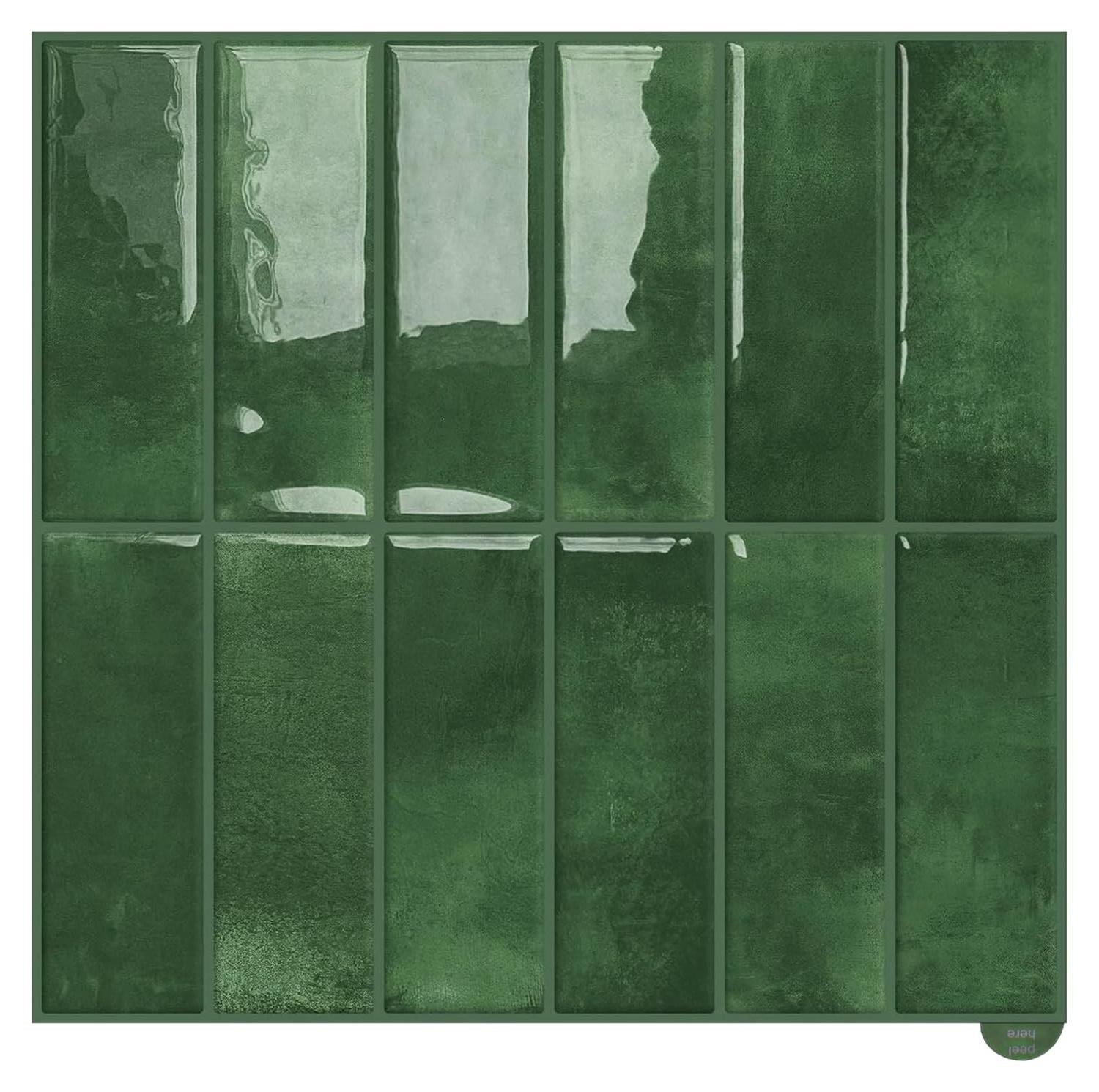 Zelfklevende tegelstickers Groene Metro Design - 6 stuks - 30,5 x 30,5 cm