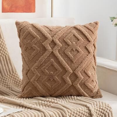 Perfect Picks Market Luxury Plush Diamond Throw Pillow Cover For Sofa & Bedroom Decor brown
