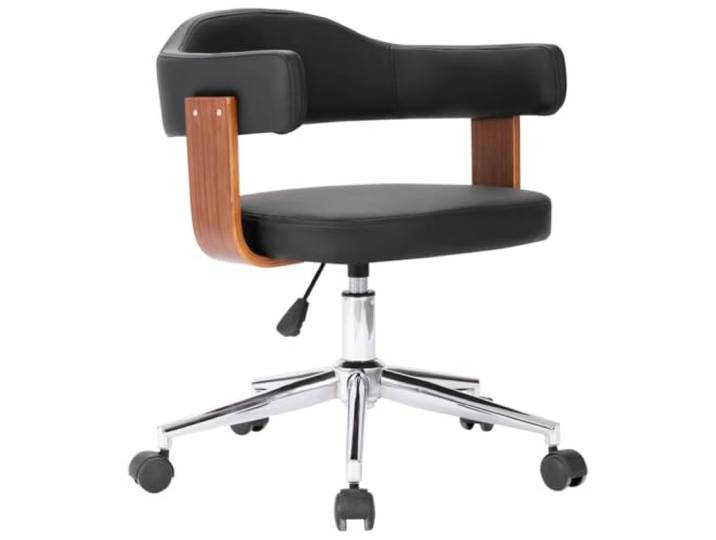 Fisinber Esszimmerstuhl Drehbar Höhenverstellbar Schwarz Kunstleder Bequemer Drehsessel mit Rollen und weicher Polsterung für flexible Nutzung in Wohnzimmer, Schlafzimmer oder Büro.
