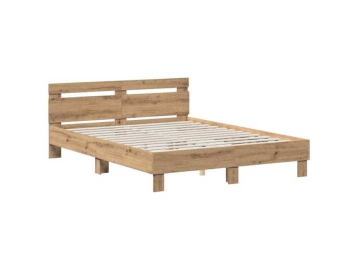 KTHLBRH Bettgestell Eiche Handwerk 135 x 190 cm Technisches Holz, modernes Design, Kopfteil inklusive, einfache Reinigung, Verwendung im Innenbereich