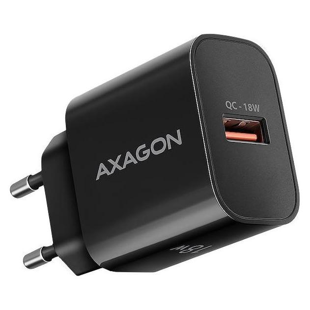 Axagon ACU-QC18, charger for wall outlet 18W, 1x USB-A port, QC3.0/AFC/Apple, black (18 W, 1 Port) (ACU-QC18)