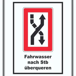 HB-Druck Fahrwasser nach Steuerbord zu überqueren Symbol und Text A6 (105x148mm)