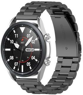 Everyday Crate Galaxy Watch 3 45mm Stainless Steel Watch Band 22mm Three Bead Metal Replacement Strap With Screwdriver black