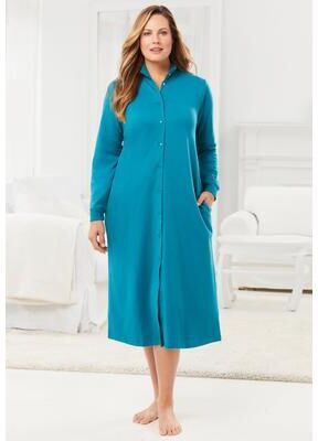 Plus Size Women's Only Necessities® Fleece Snap-Front Robe by Only Necessities in Deep Teal (Size 4X)