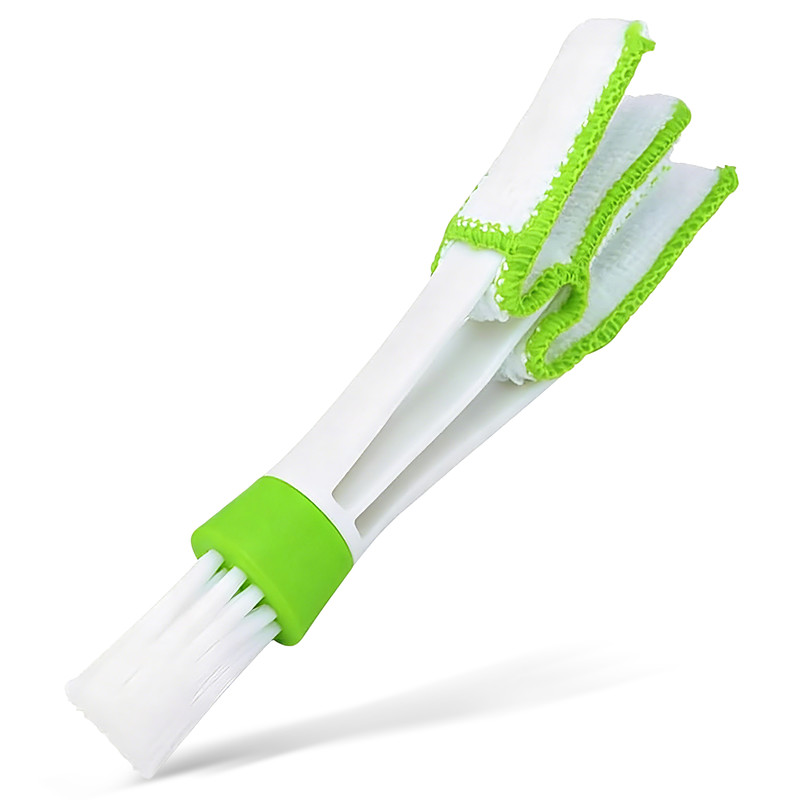 KOWM COOOZE Multifunctionele groene ventilatiesleuf reinigingsborstel met microvezel voor auto-interieur en toetsenborden, afneembaar en wasbaar