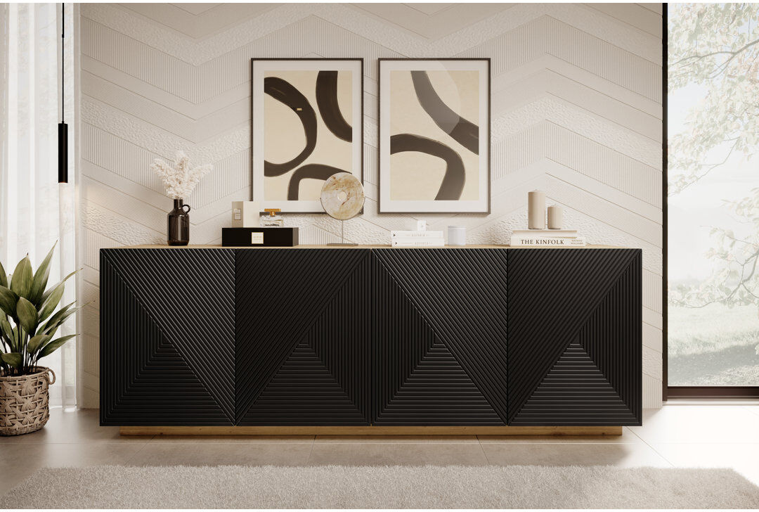 Latitude Run Meisel 200cm Sideboard Artisan/Black 71cm H X 200cm W X 43cm D