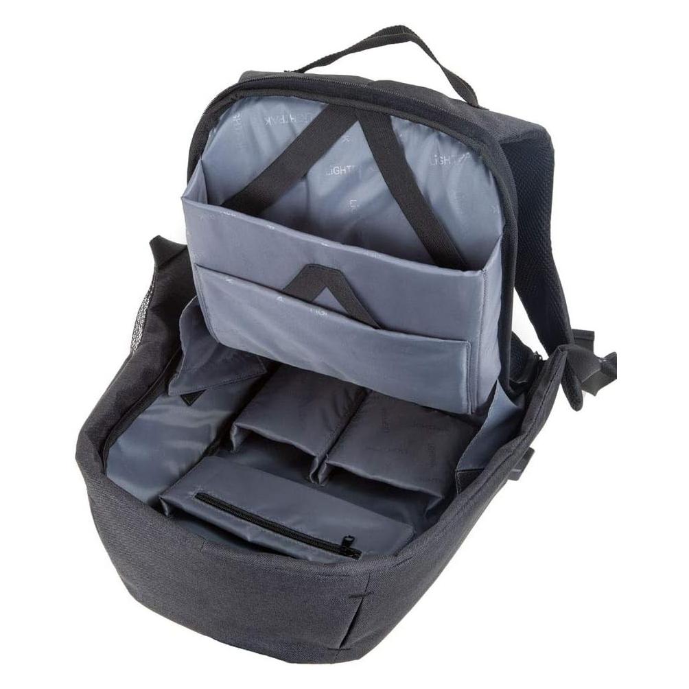 Lightpak Rucksack SAFEPAK, mit USB-Ladeport, anthrazit Polyester, gepolsterter Rücken, Trolleyband (46154)