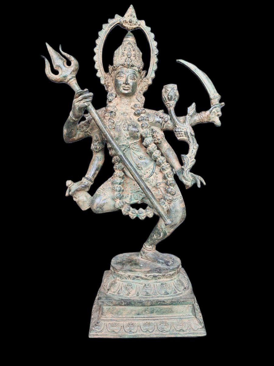 Brons beeld van de godin Kali Mahakali, 42 cm hoog