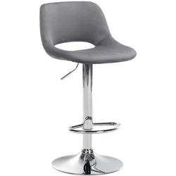 CLP Barhocker Camden Samt chrom   Farbe: dunkelgrau, Material Gestell: Metall in Chromoptik