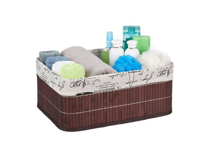 Relaxdays 5 x Aufbewahrungskorb Bambus braun