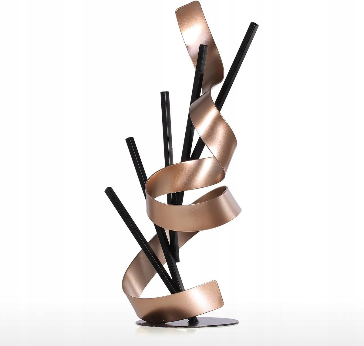 Moderne Abstracte Metalen Tafeldecoratie - Gouden en Zwarte Sculptuur