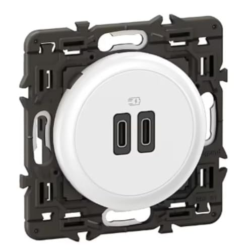 Legrand Céliane USB-C Dual stopcontact met 2 USB-C poorten (3A/20W), Wit