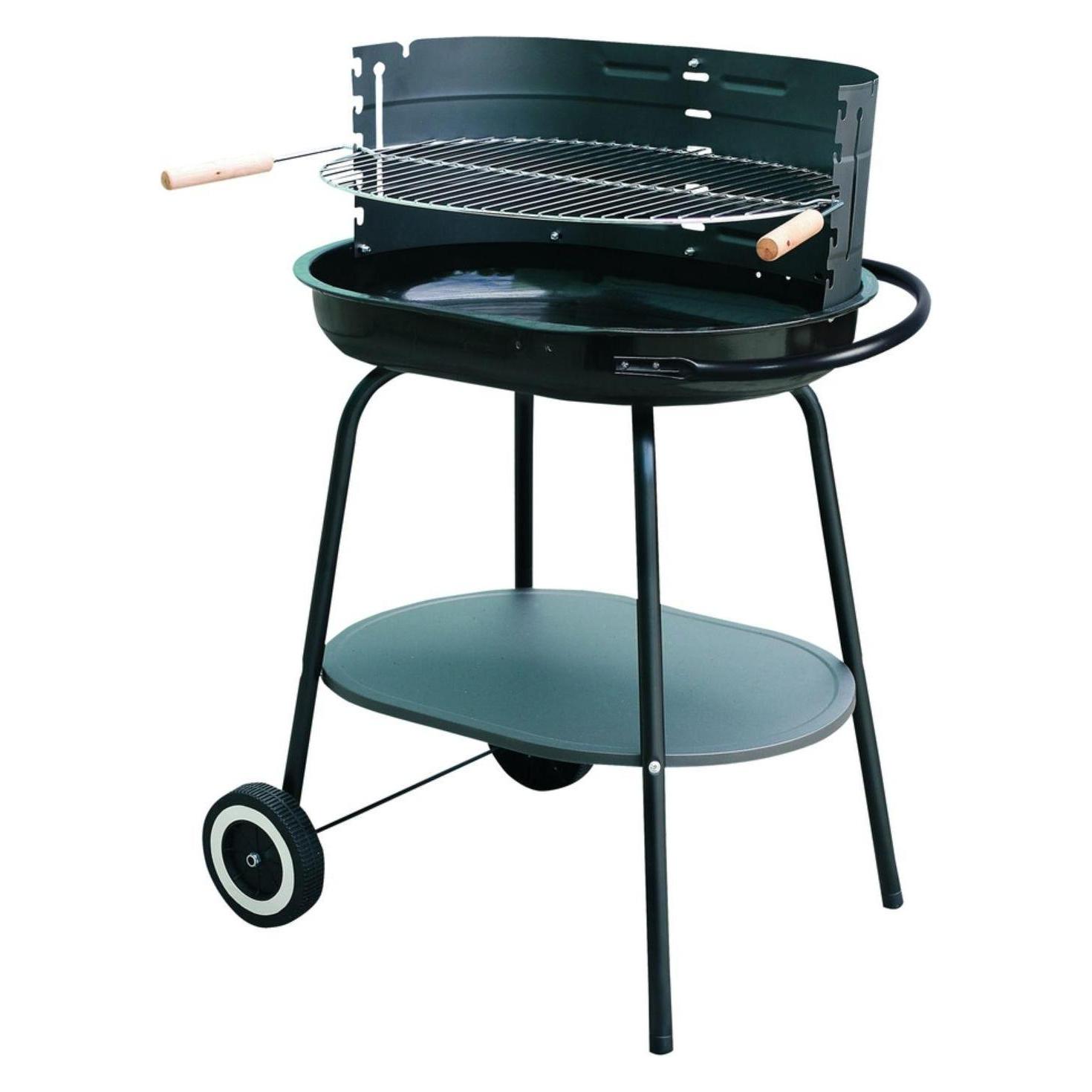 Master 4U-Onlinehandel Grillwagen 60x42x84cm Holzkohlegrill oval Standgrill Kohlegrill Gartengrill Grill BB (37.50 cm) (MG942)