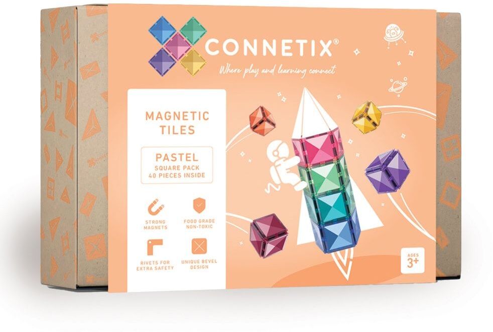 Connetix - Pastel Square Pack 40 Pieces (CT-P-00040-SQ)