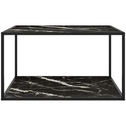 vidaXL Couchtisch Schwarz mit Schwarzem Glas Marmor-Optik 90x90x50 cm