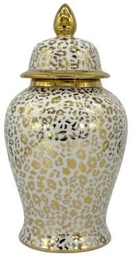 Galt International "Floral Cream Crackled Ceramic Jar 18"""