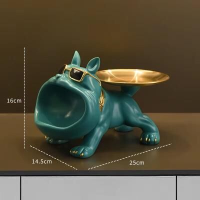 Inspired Finds Resin Bulldog Storage Tray Statue Decorative Dog Organizer For Home And Office light Green Bulldog