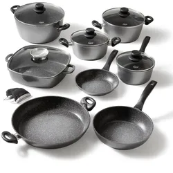 STONELINE® Kochgeschirr-Set 13-teilig mit Deckeln, beschichtete Töpfe & Pfannen Induktion geeignet