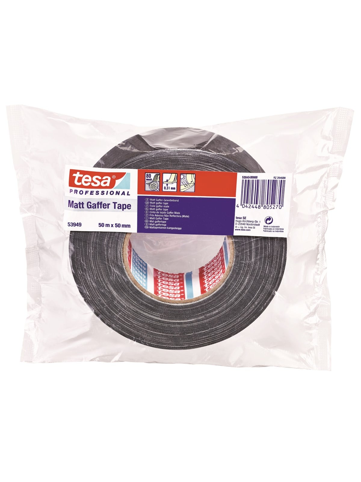 tesa Duct Tape Professional 50 m x 50 mm Matt Black