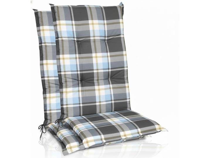 HOCHLEHNERAUFLAGE Sunny BK 120x50x6cm Blau Kariert (2tlg)