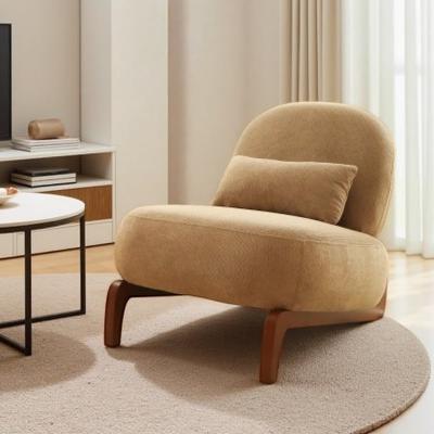 Upholstered Armless Accent Chair with Solid Wood Legs, Modern Cozy Lounge Seat with Soft Cushion, Stylish Compact Reading Chair