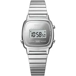 Chronograph CASIO VINTAGE, silber (edelstahlfarben), Armbanduhren, Damen, Chronograph, Quarzuhr, Armbanduhr, Damenuhr, Edelstahlarmband, digital