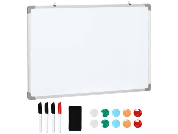Homcom Magnetisches Whiteboard, Magnettafel, Magnetboard, Trocken Abwischbar 90 x 60 cm, Weiß, Kunststoff, 60x1.8x90 cm, Bilder & Rahmen, Pinnwände & Magnettafeln