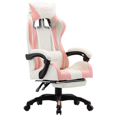 Helloshop26 - Drehbarer Bürostuhl Computerstuhl Gaming-Stuhl mit Fußstütze rosa und rosa Kunstleder 02_0024224