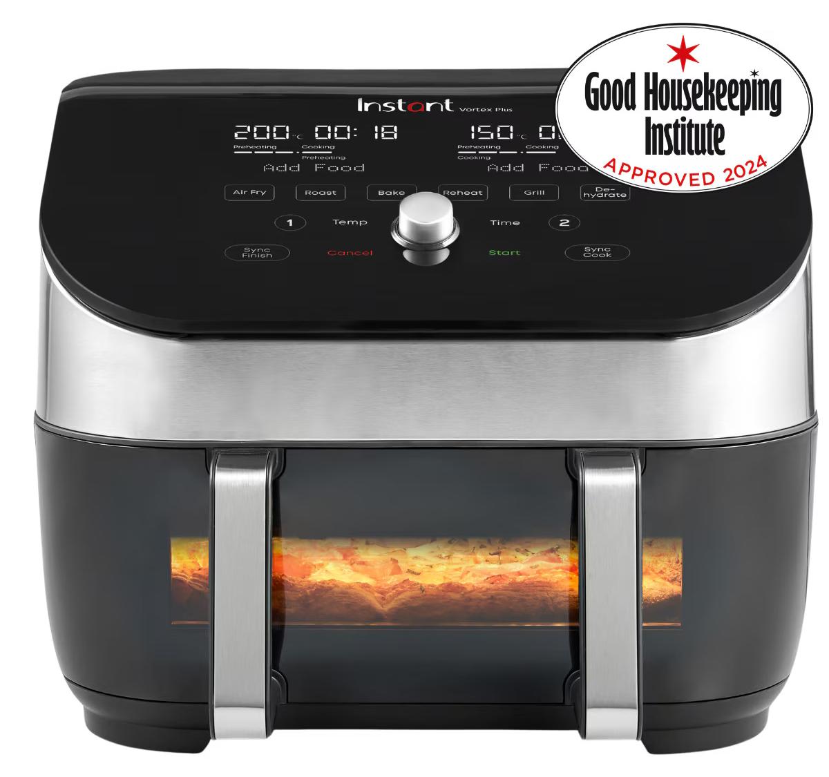 Heißluftfritteuse, Vortex Plus 8.5 VersaZone Clear Cook 1700W, 6 Funktionen, abnehmbare Körbe, SyncCook & Finish, Instant Pot