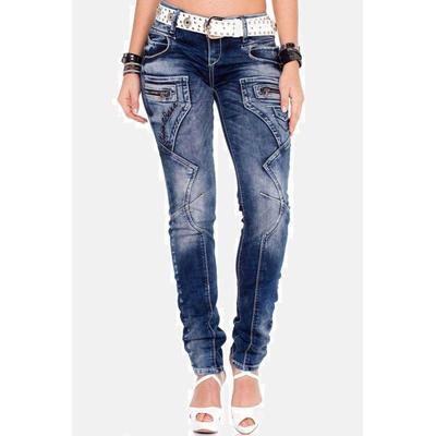 Skinny-fit-Jeans CIPO & BAXX "Jeans", Damen, Gr. 28, Länge 34, blau, 86% Baumwolle, 10% Elasthan, 4% Polyester, unifarben, Basic, skinny fit lang, Jeans, in Skinny Fİt, WD200