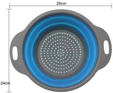 Uplift Treasures Silicone Collapsible Round Colander Drain Basket 1 X Blue Large