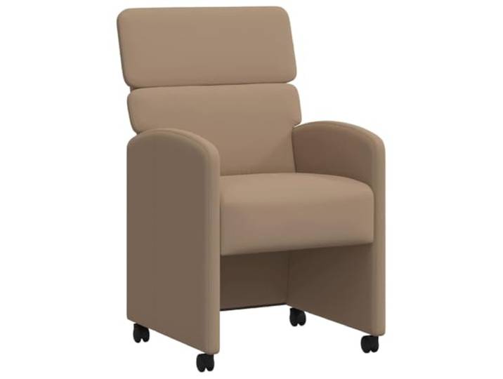 POUFGDR Esszimmerstühle mit Rollen, 2 Stück, Kunstleder Schlichter, minimalistischer Look, Sperrholz und Metall, dezente Rollen, ergonomische Unterstützung, zeitgenössisches