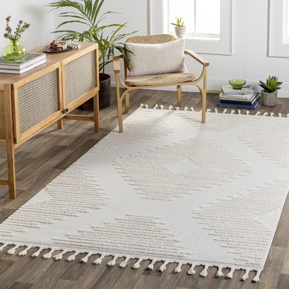 Livabliss Tapis berbère ethnique gris clair/ivoire 160x213 Blanc 213x2x160cm