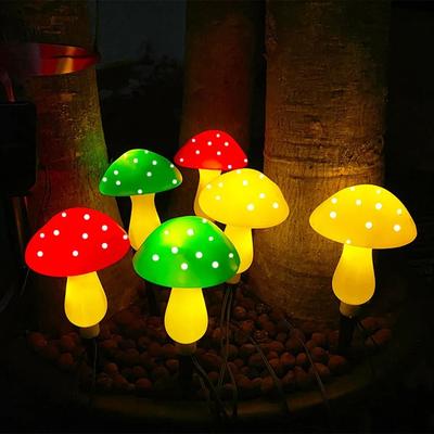 Uplifted Finds Solar Mushroom Garden Stake Lights   8 Mode Waterproof Outdoor Landscape Decor For Yard & Pathway 6 In 1 Mushroom