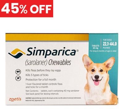 Simparica Chewables For Dogs 22.1-44 Lbs (Blue) 6 Doses