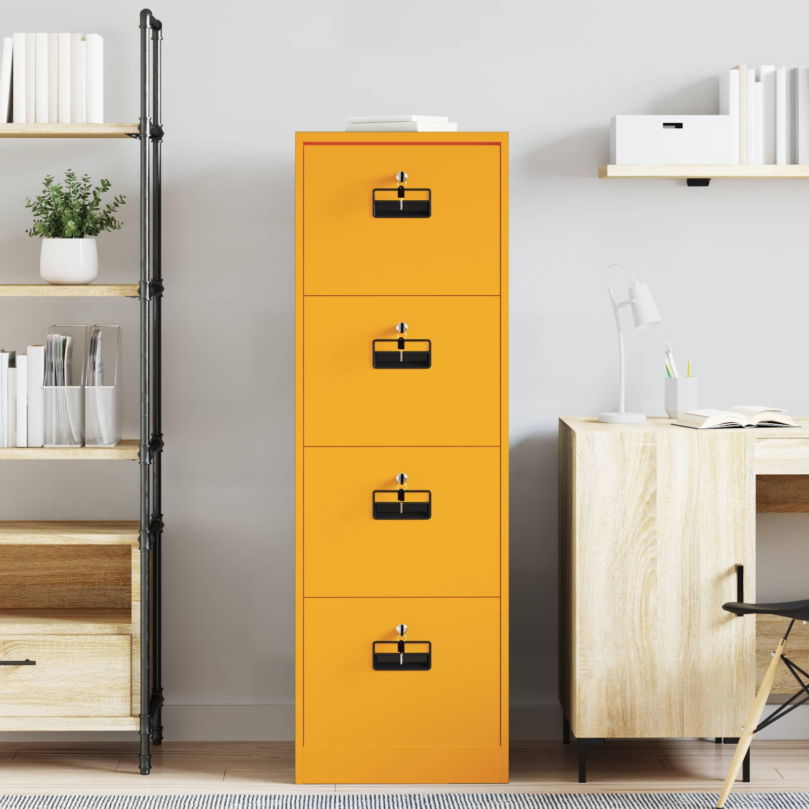 vidaXL Cabinet de Dossier Jaune moutarde 45,5 x 42 x 139 cm
