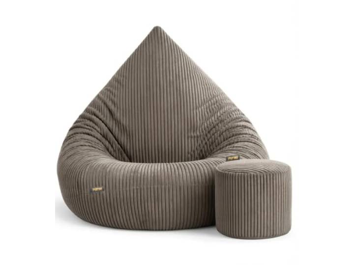 Slevobox Sitzsack Kinder mit Hocker 75x75x100cm - Kinder Sitzsack mit Füllung - Schlafzimmer und Wohnzimmer Möbel - Cord Indoor Sitzsäcke - Lounge Sessel - Bean Bag
