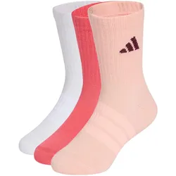 3er Pack adidas Cushioned Sportswear Crew Socken Kinder KQ9229 - pure turbo/white/haze coral 31-33