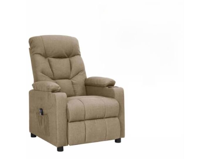 Relaxsessel Elektrisch Taupe Stoff mit 3 Liegepositionen und Fernbedienung 3 Liegepositionen, 2-Tasten-Fernbedienung, Rahmen aus Holz und Metall, atmungsaktiver Stoff
