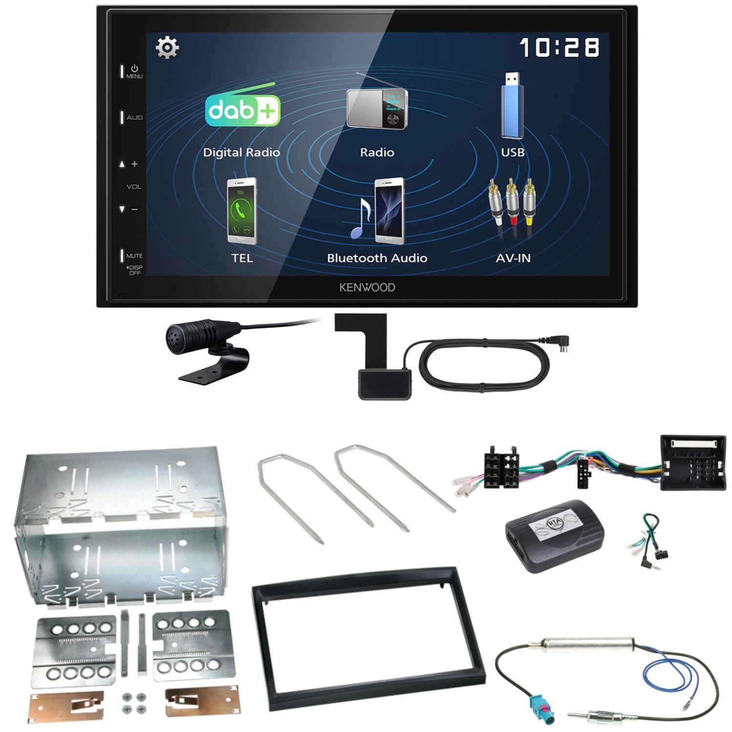 Kenwood DMX129DAB DAB+ Bluetooth Einbauset für Peugeot 207 307 Partner Expert