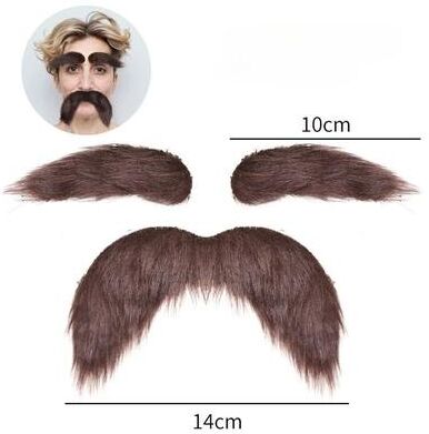 Inspired Living Self Adhesive Fake Mustache And Eyebrow Costume Set brown