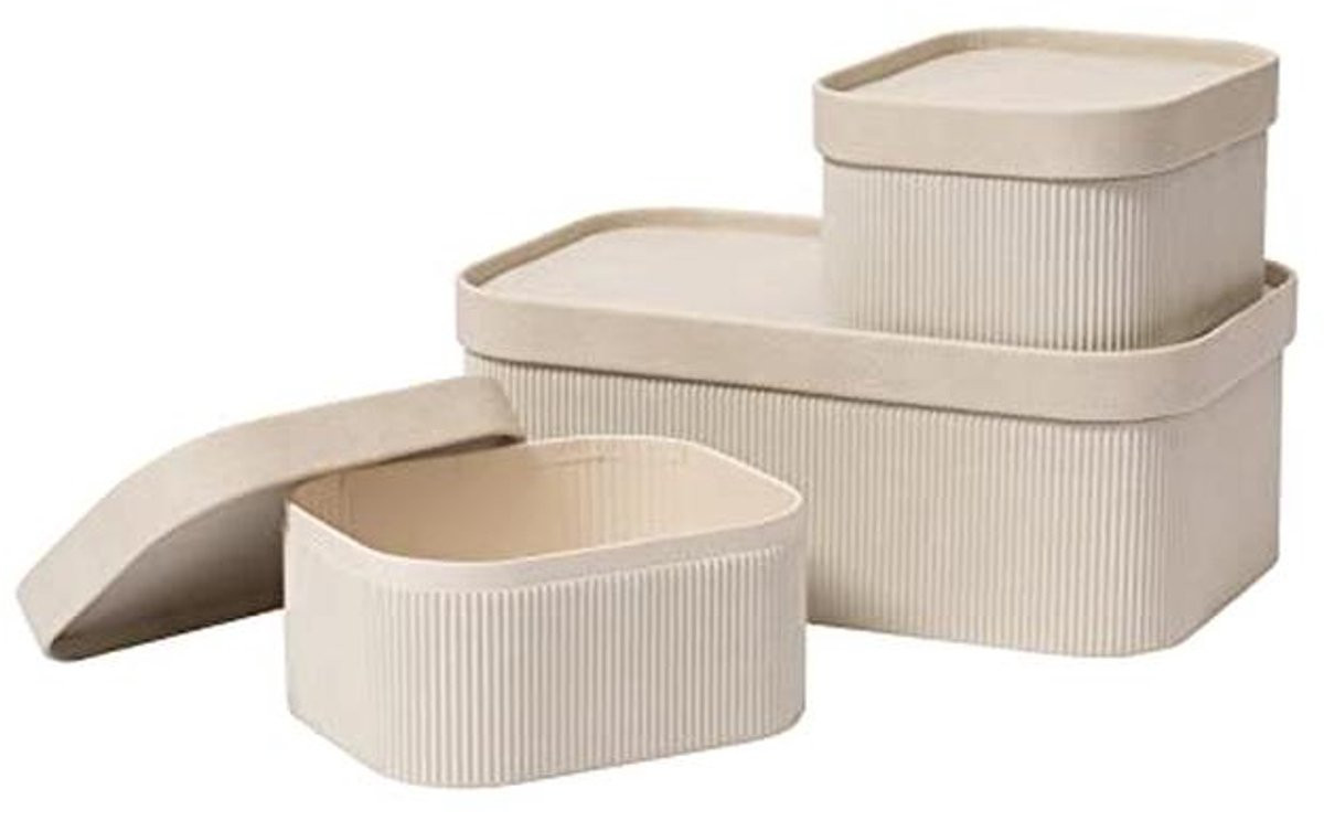 Set van 3 decoratieve opbergdozen van veganistisch leer
